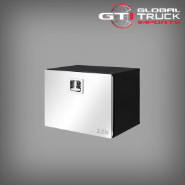 Low profile truck tool box with durable construction for organised vehicle storage.
