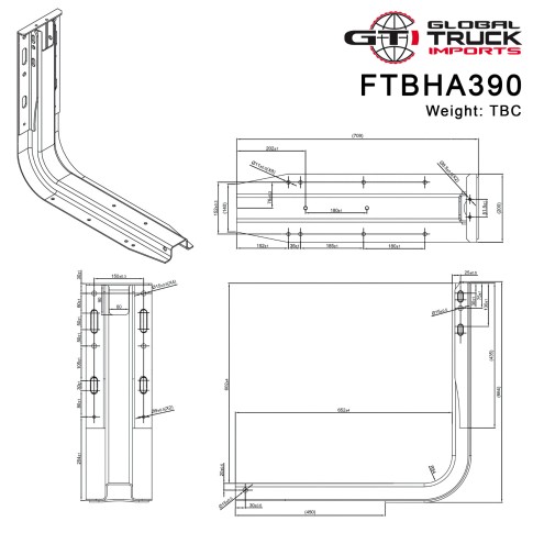 Diesel Fuel Tank Bracket - FTHA300, FTHA390, FTHA500 & Hino 500 Series