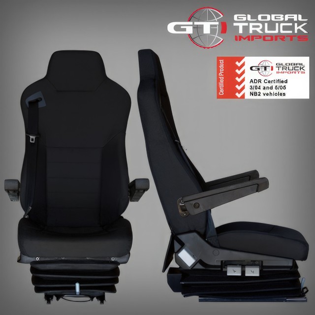 Premium Drivers Air Suspension Seat With Arm Rests and Seat Belt - Universal 216mm Rails