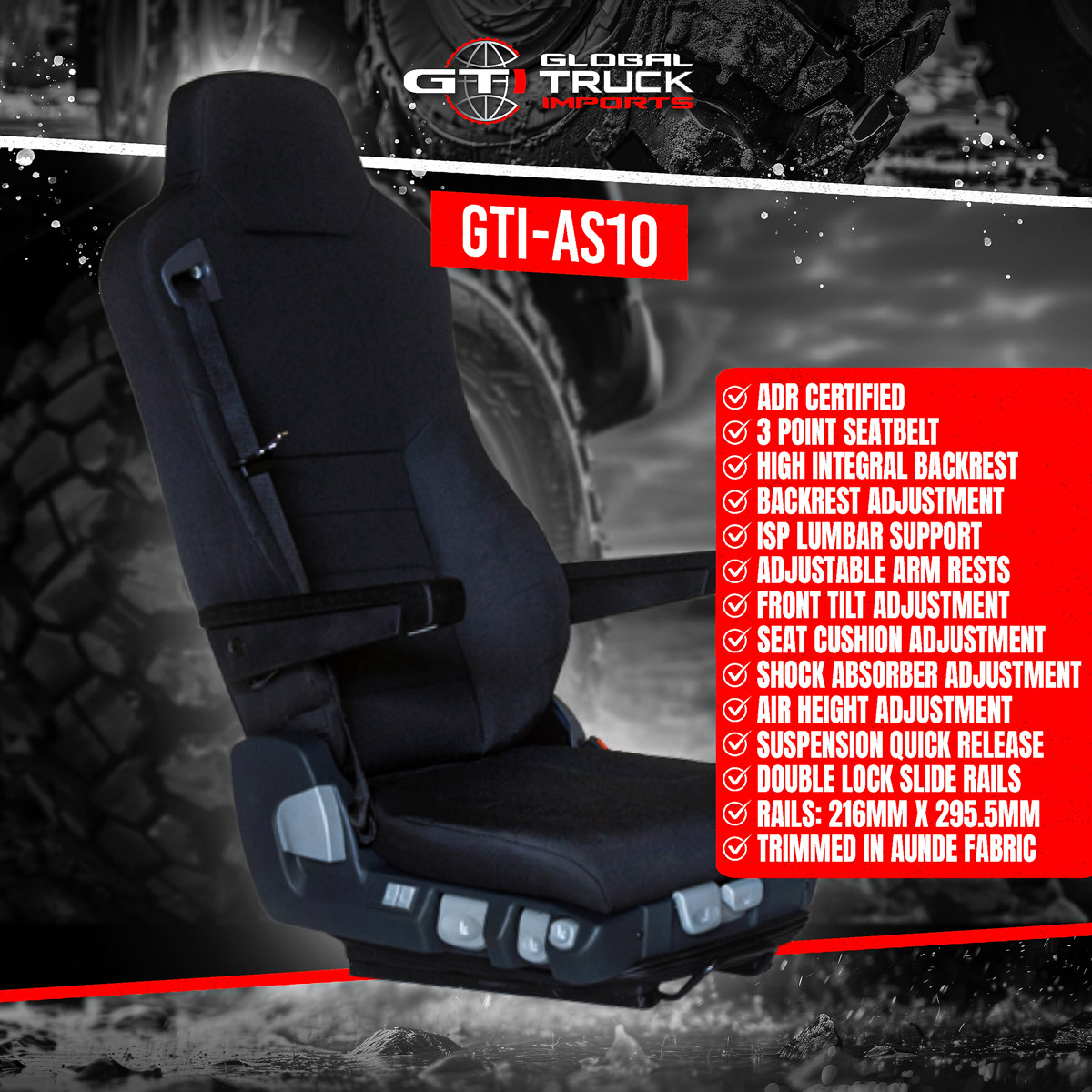 Platinum Air Ride Suspension Truck Seat Features