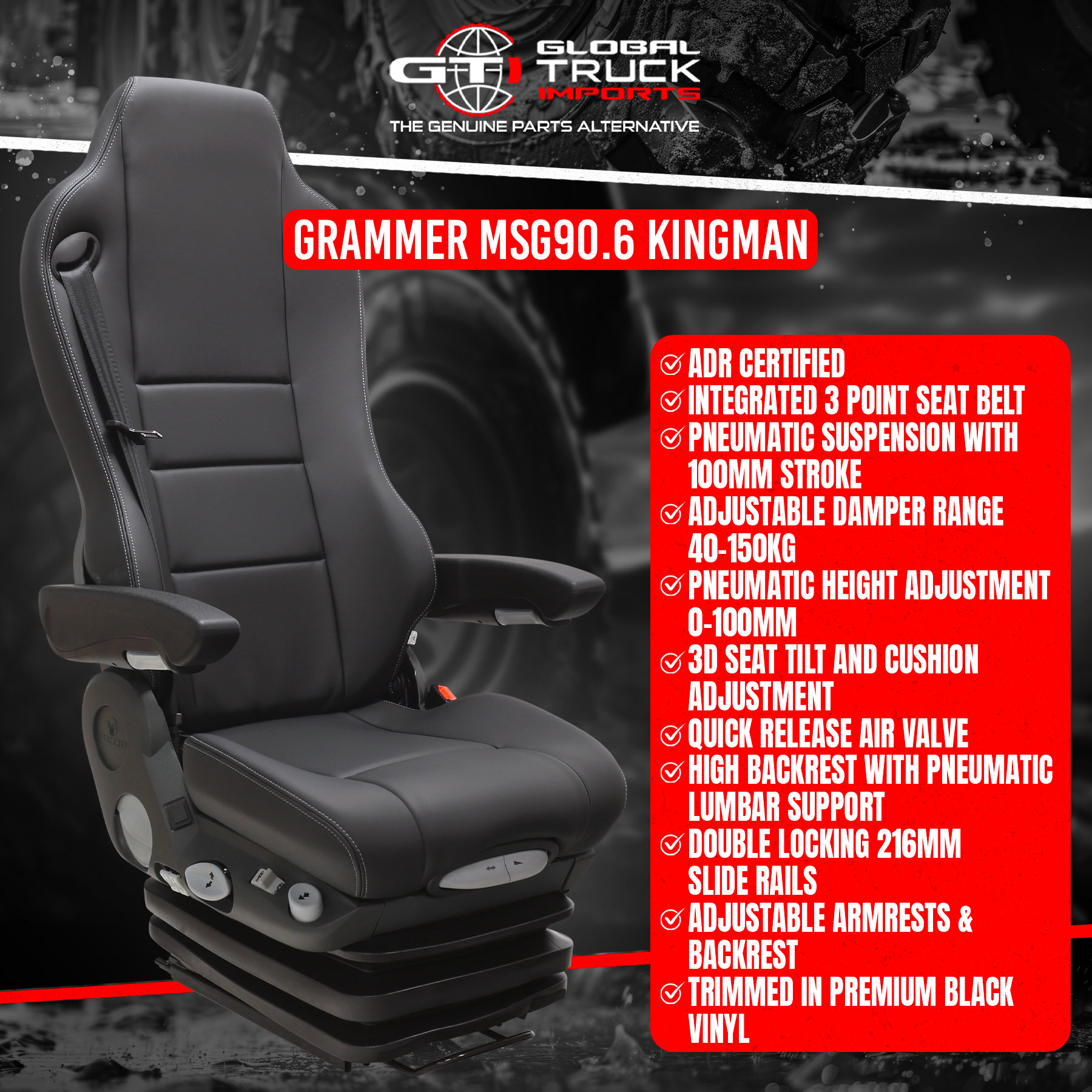 Grammer Seats MSG90.6 - Air Ride Suspension Seat Features