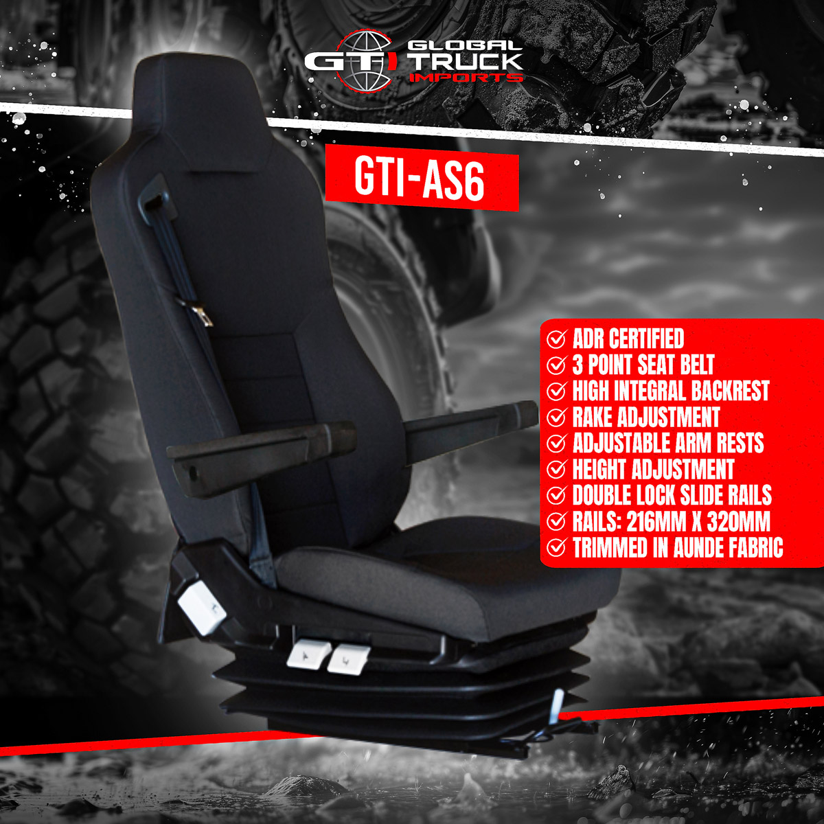 Premium Air Ride Suspension Truck Seat Features