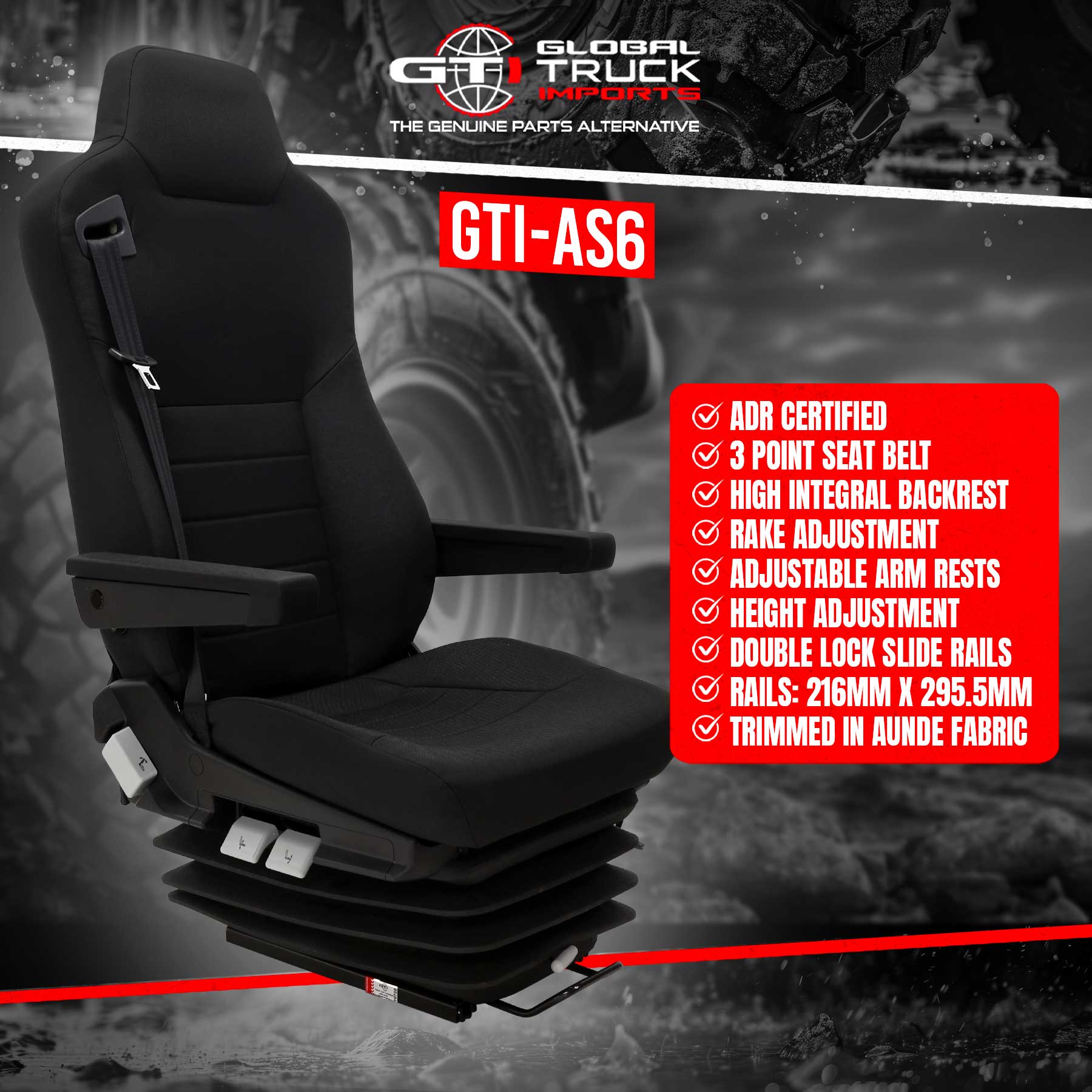 Premium Air Ride Suspension Truck Seat Features