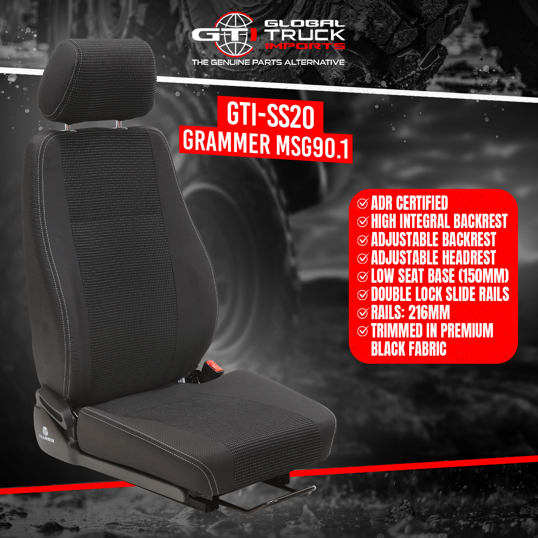 MSG90.1 Truck Driver Seat - Grammar Seat Australia