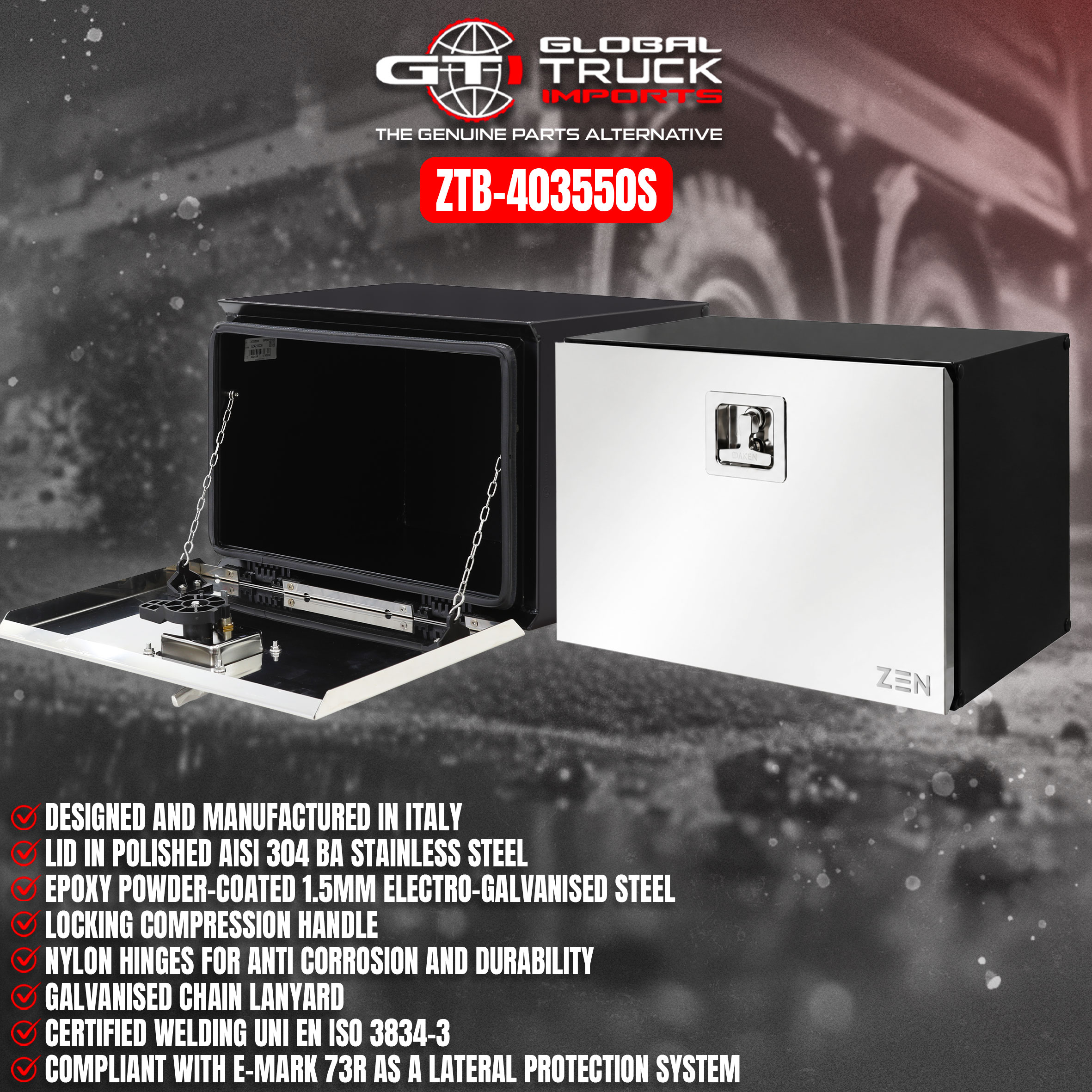 Daken truck tool box with durable steel construction built tough for Australian conditions.