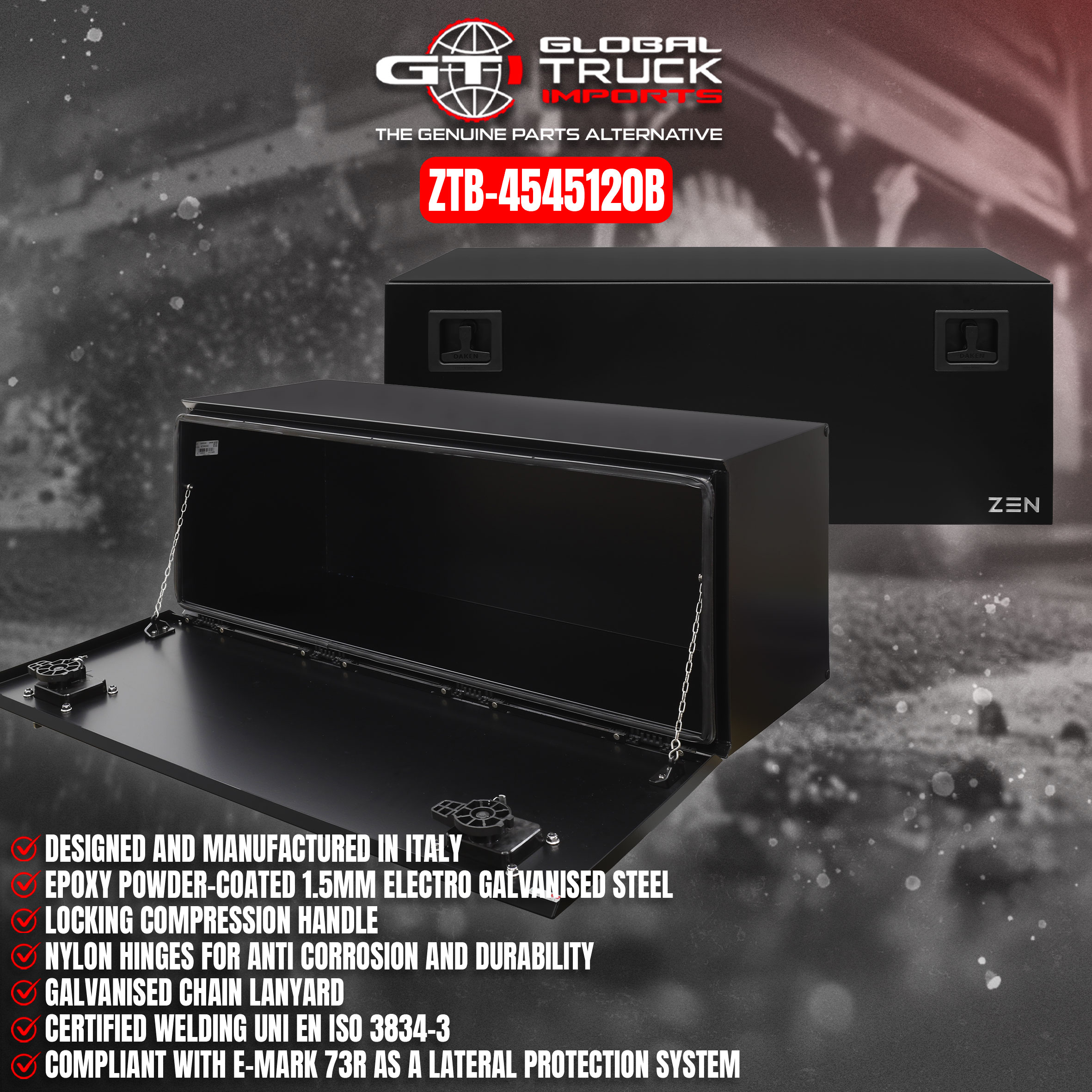 Daken tool boxes include a durable steel truck tool box built for demanding commercial vehicles.