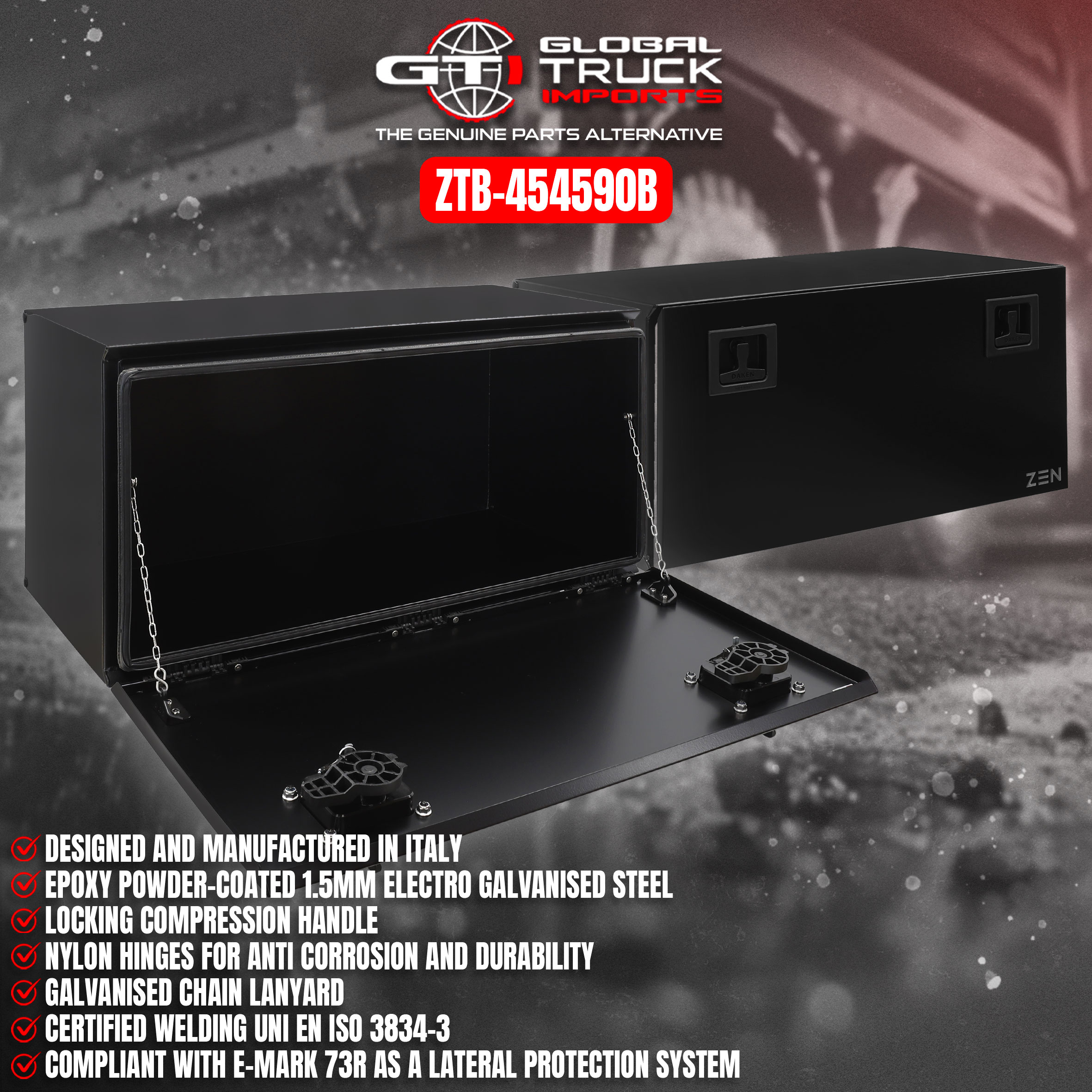 Daken steel truck tool boxes built for secure truck storage on demanding worksites.