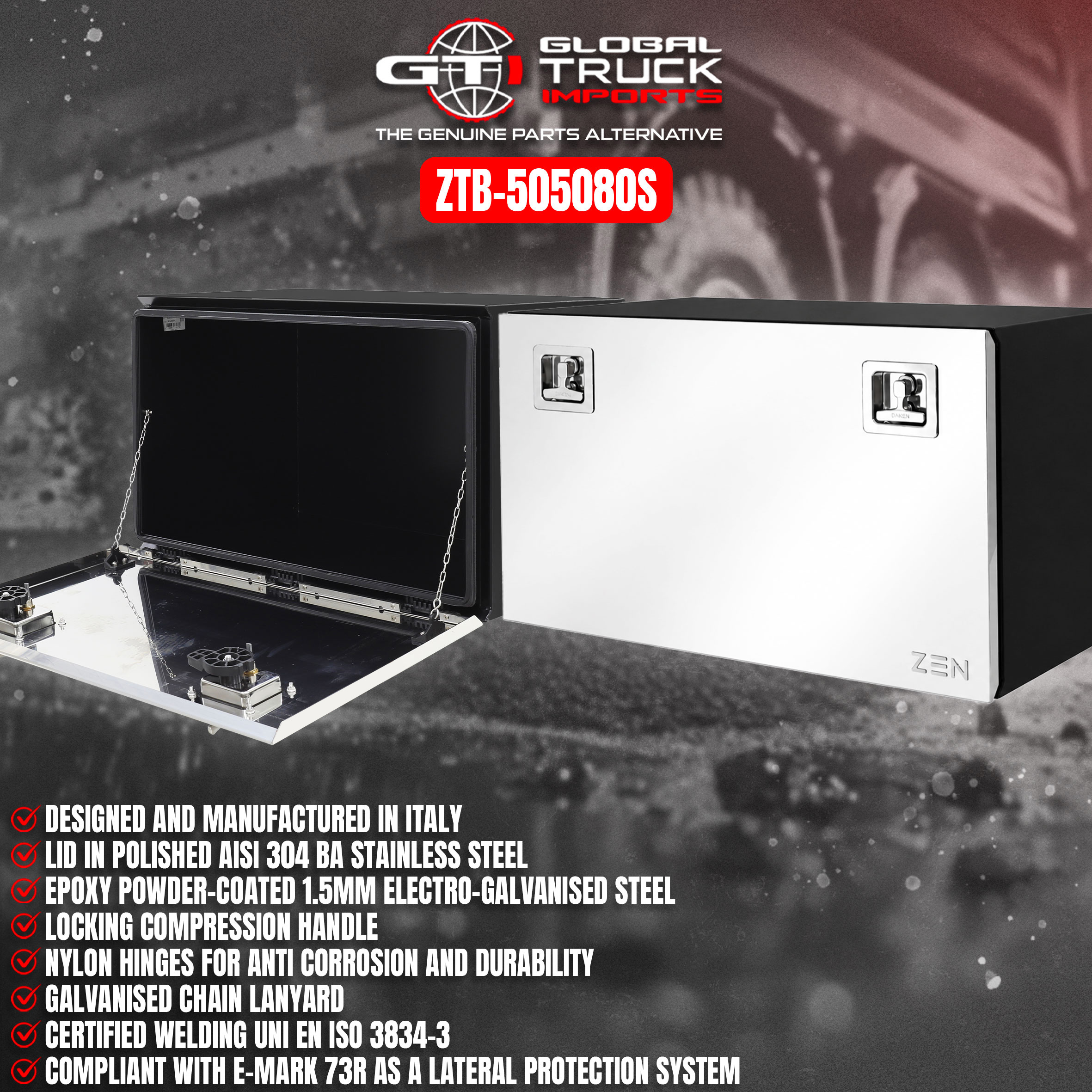 Daken tool box with durable steel design for reliable truck tool boxes on Australian work vehicles.