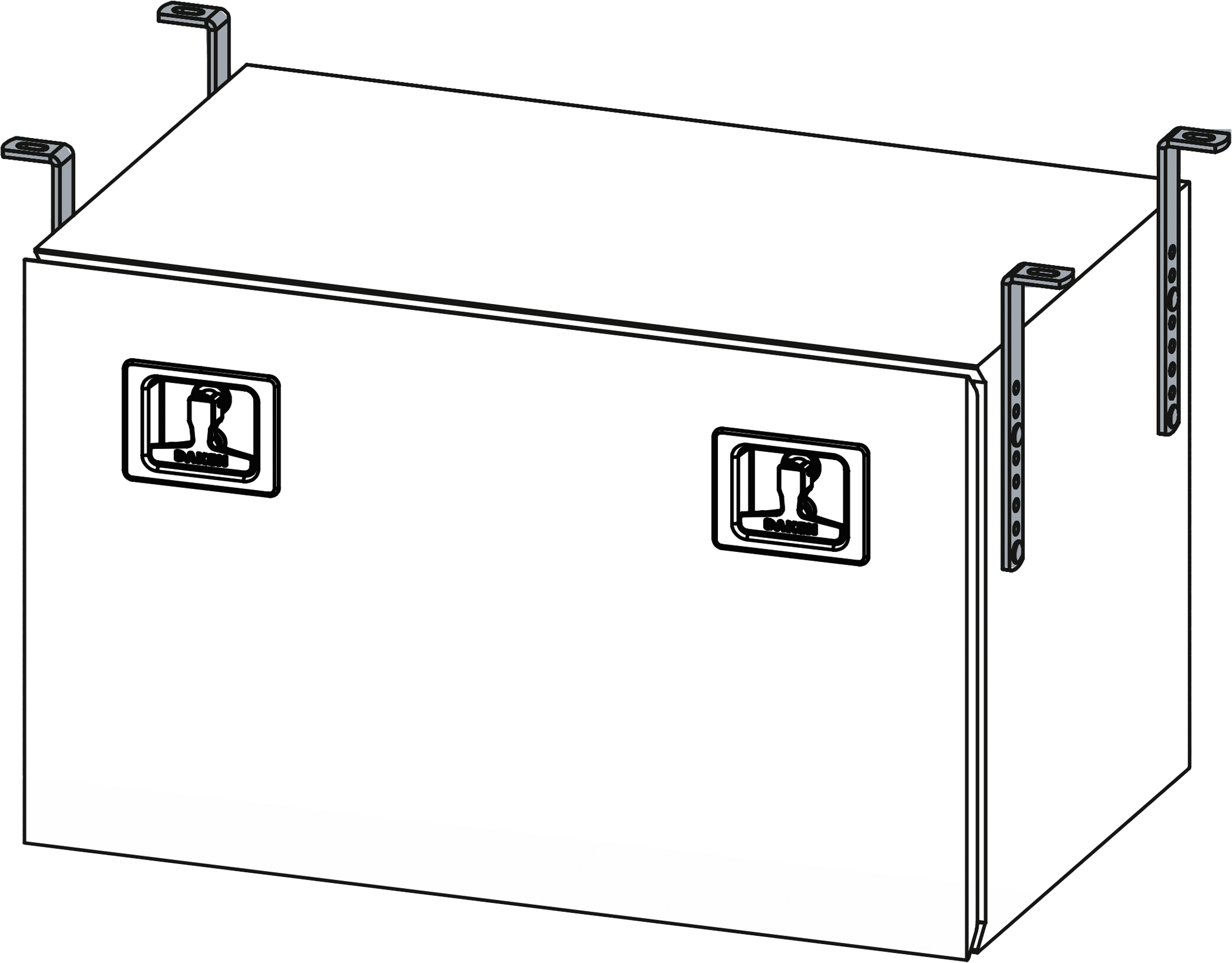 Daken truck tool box body mount bracket kit for a secure underbody truck tool box installation.